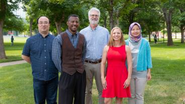 Daniels Fund Faculty Fellows Hua Wang, Derrick Hudson, Scott Houser, Olivia Burgess and Mirna Mattjik