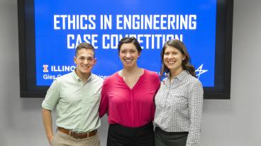 Mines students Parker Bolstad and Amara Hazlewood with McBride Program Director Sarah Hitt