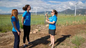 Professor Kathryn Johnson outside the NREL Wind Center