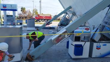 A Florida gas station damaged by Hurricane Irma