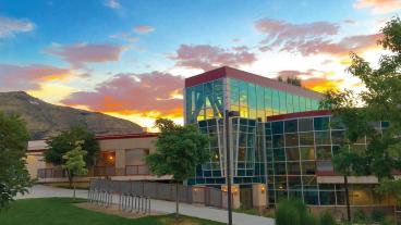 Student Center at sunset during the summer