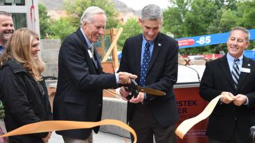 CoorsTek chairman John Coors and Mines president Paul Johnson cut the ribbon on the CoorsTek Center for Applied Science and Engineering