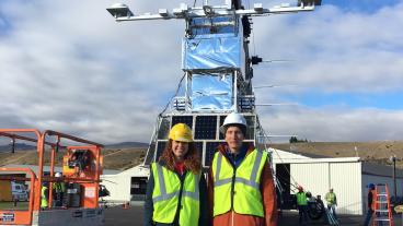 Rachel Gregg and Lawrence Wiencke at the launch site in Wanaka, New Zealand.