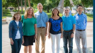 Mines Daniels Fund Faculty Fellows left to right: Cyndi Rader, Toni Lefton, Paul Santi, Sarah Hitt, Jeffrey Paone, Chuan Yue. Not pictured: Melissa Krebs.