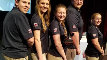 Materials Bowl team members Colin Gilgenbach, Kaitlyn Nagel, Melissa Thrun, John Copley and Victoria Avance.