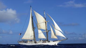 Nicholas Rummel is sailing on the SSV Robert C. Seamans research vessel.