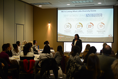 Florence Hudson presents to Mines students