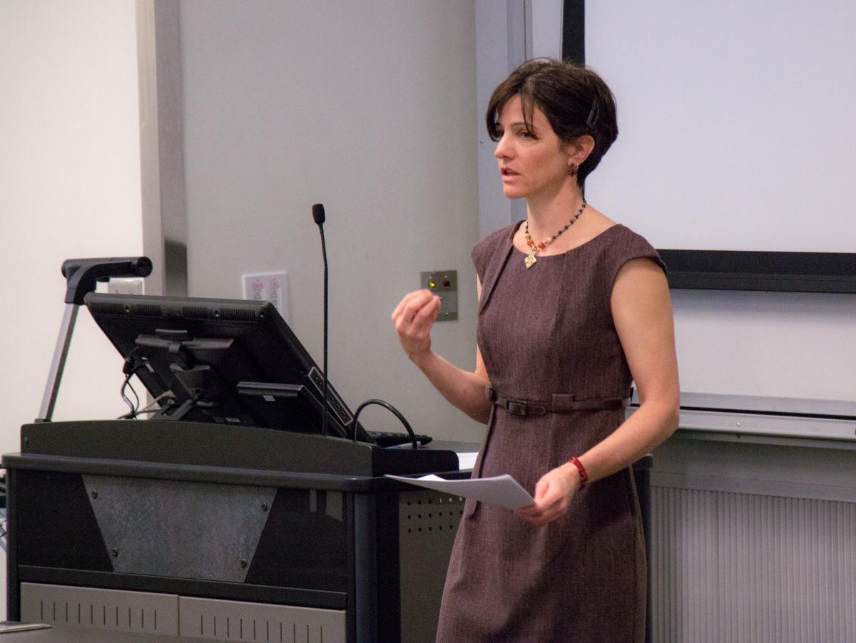 Tina Gianquitto delivers a talk on her co-edited book, “America’s Darwin”. 