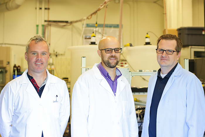 Mines civil and environmental engineering faculty in the AQWATECH lab.